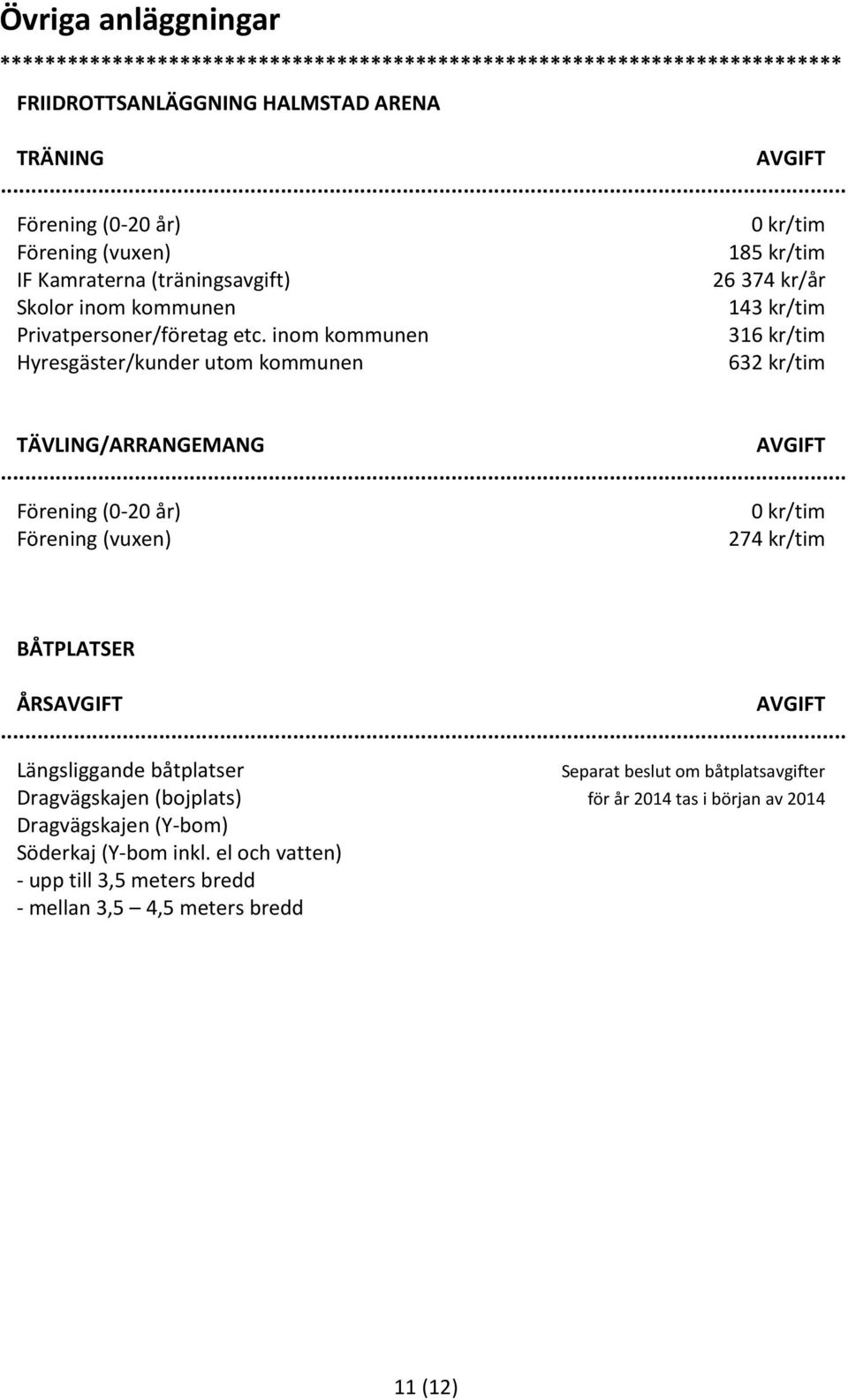 Separat beslut om båtplatsavgifter Dragvägskajen (bojplats) för år 2014 tas i början av 2014 Dragvägskajen