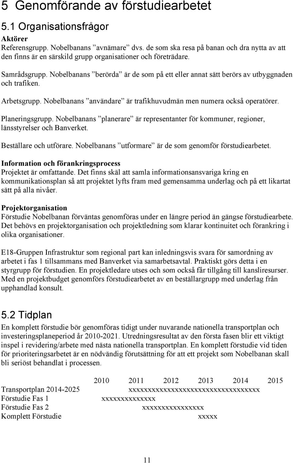 Nobelbanans berörda är de som på ett eller annat sätt berörs av utbyggnaden och trafiken. Arbetsgrupp. Nobelbanans användare är trafikhuvudmän men numera också operatörer. Planeringsgrupp.