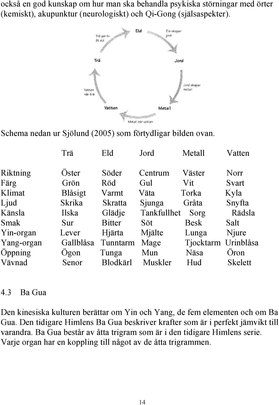 Tankfullhet Sorg Rädsla Smak Sur Bitter Söt Besk Salt Yin-organ Lever Hjärta Mjälte Lunga Njure Yang-organ Gallblåsa Tunntarm Mage Tjocktarm Urinblåsa Öppning Ögon Tunga Mun Näsa Öron Vävnad Senor