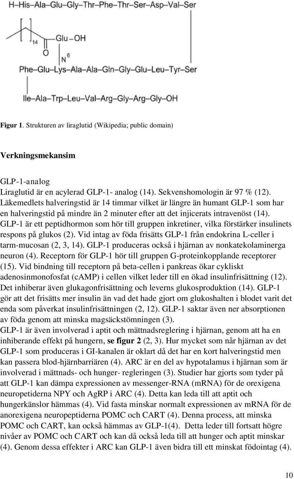 GLP-1 är ett peptidhormon som hör till gruppen inkretiner, vilka förstärker insulinets respons på glukos (2). Vid intag av föda frisätts GLP-1 från endokrina L-celler i tarm-mucosan (2, 3, 14).