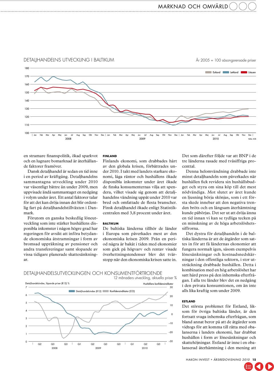 Detaljhandelns sammantagna utveckling under 2010 var väsentligt bättre än under 2009, men uppvisade ändå sammantaget en nedgång i volym under året.