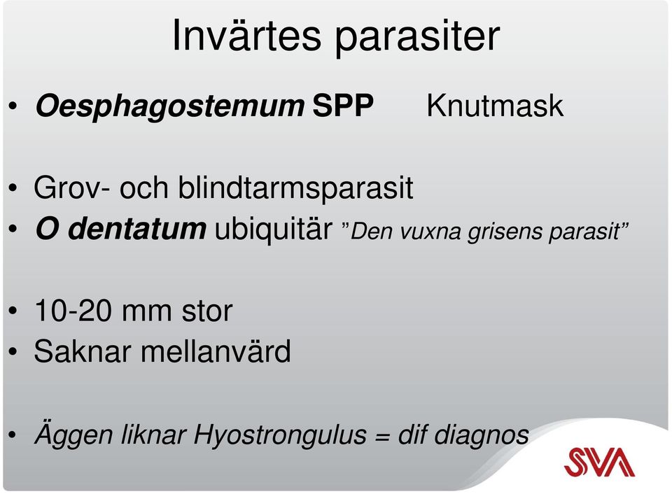 vuxna grisens parasit 10-20 mm stor Saknar