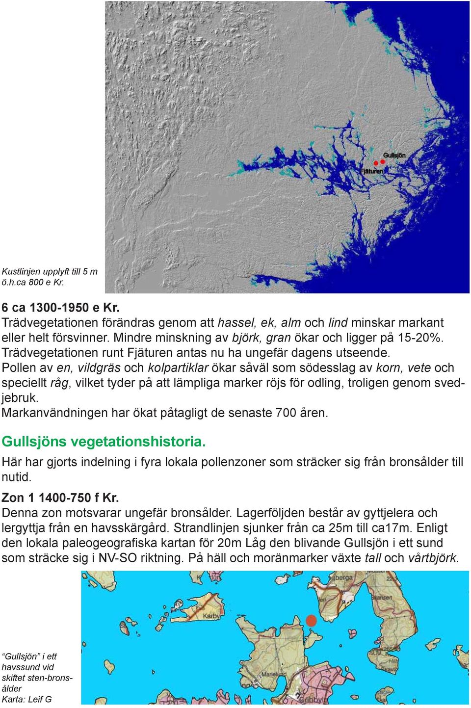 Pollen av en, vildgräs och kolpartiklar ökar såväl som södesslag av korn, vete och speciellt råg, vilket tyder på att lämpliga marker röjs för odling, troligen genom svedjebruk.