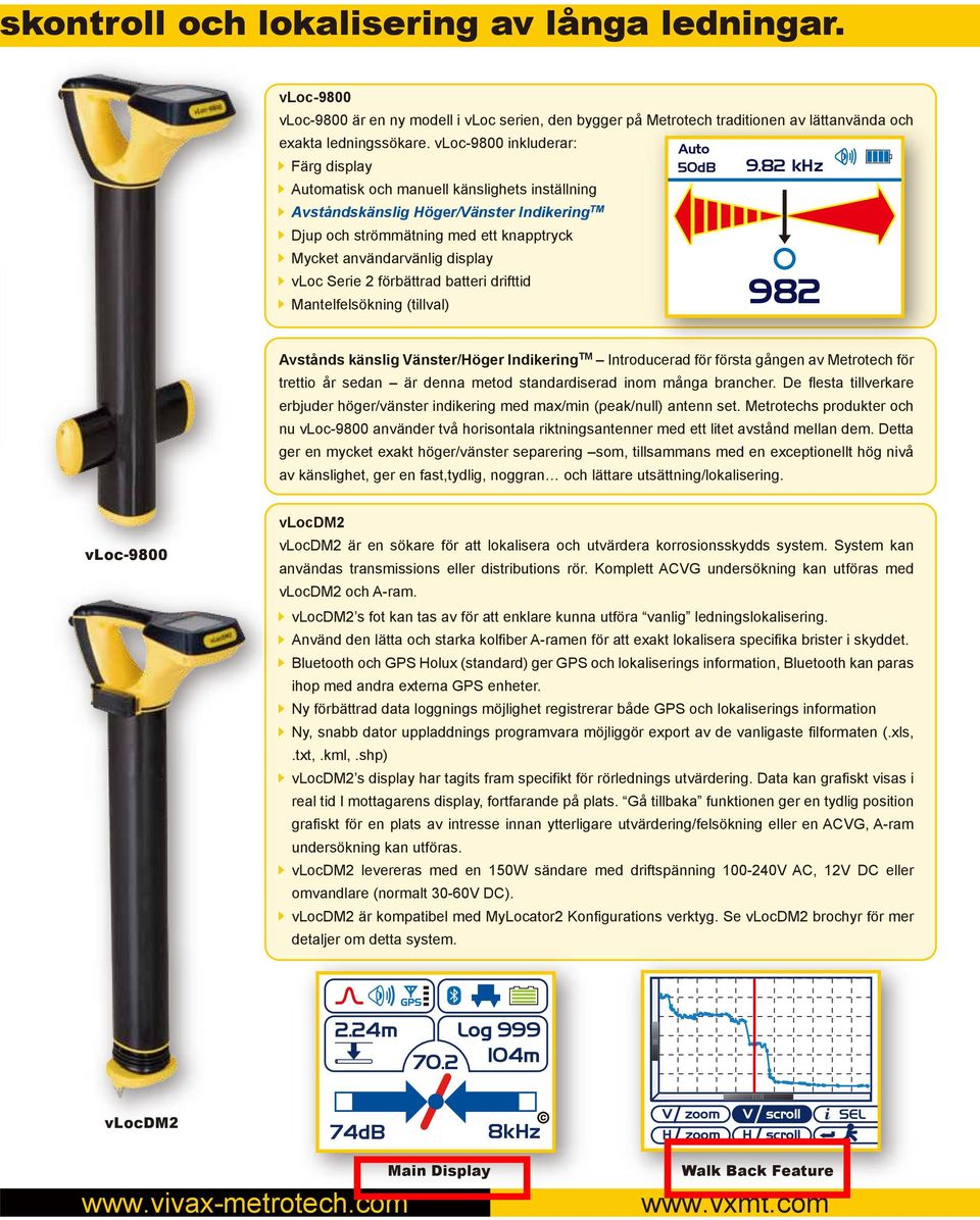 vloc Serie 2 förbättrad batteri drifttid Mantelfelsökning (tillval) Auto 50dB 9.