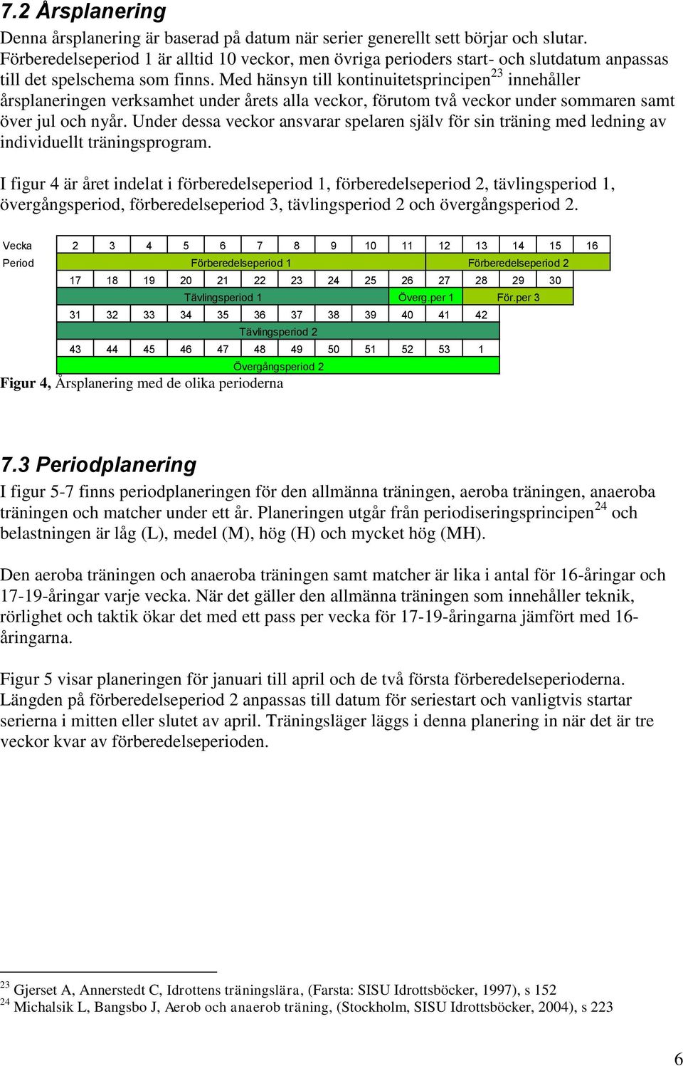 Med hänsyn till kontinuitetsprincipen 23 innehåller årsplaneringen verksamhet under årets alla veckor, förutom två veckor under sommaren samt över jul och nyår.