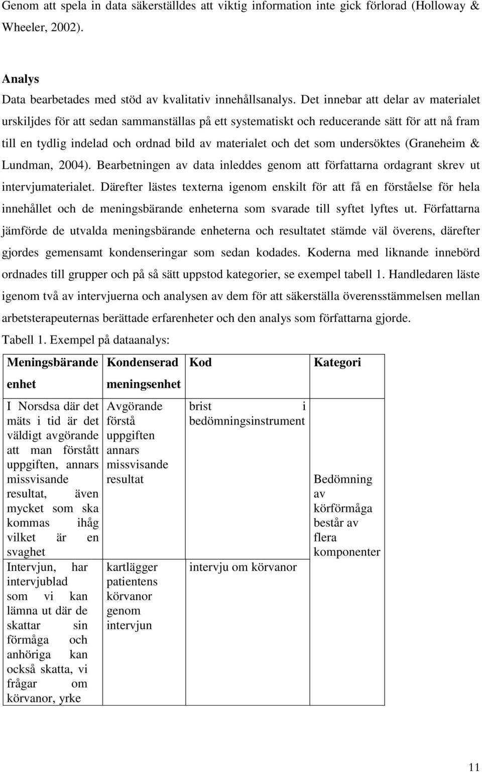 undersöktes (Graneheim & Lundman, 2004). Bearbetningen av data inleddes genom att författarna ordagrant skrev ut intervjumaterialet.