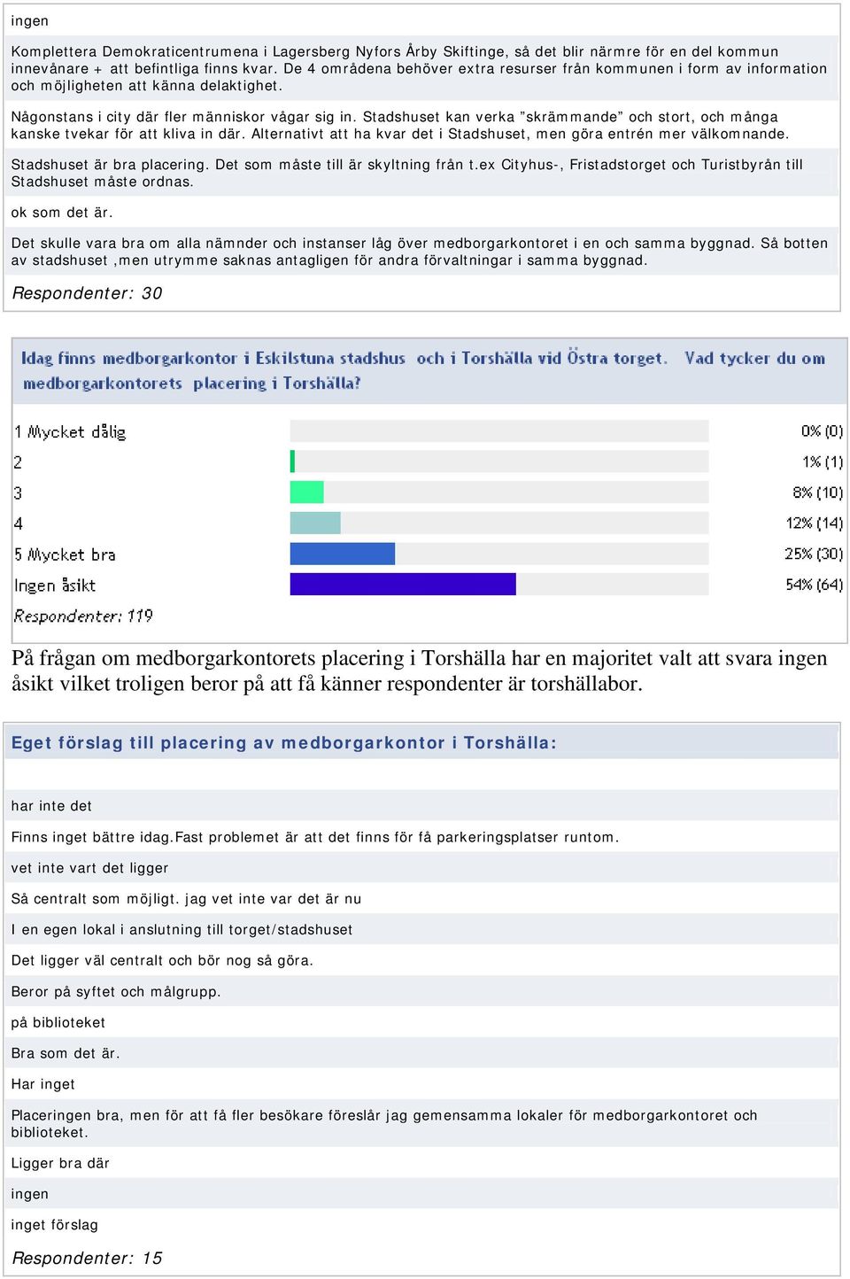 Stadshuset kan verka skrämmande och stort, och många kanske tvekar för att kliva in där. Alternativt att ha kvar det i Stadshuset, men göra entrén mer välkomnande. Stadshuset är bra placering.