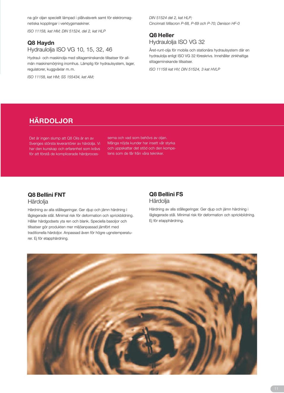 Lämplig för hydraulsystem, lager, regulatorer, kuggväxlar m.