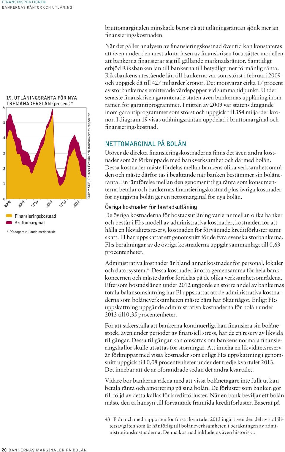 När det gäller analysen av finansieringskostnad över tid kan konstateras att även under den mest akuta fasen av finanskrisen förutsätter modellen att bankerna finansierar sig till gällande