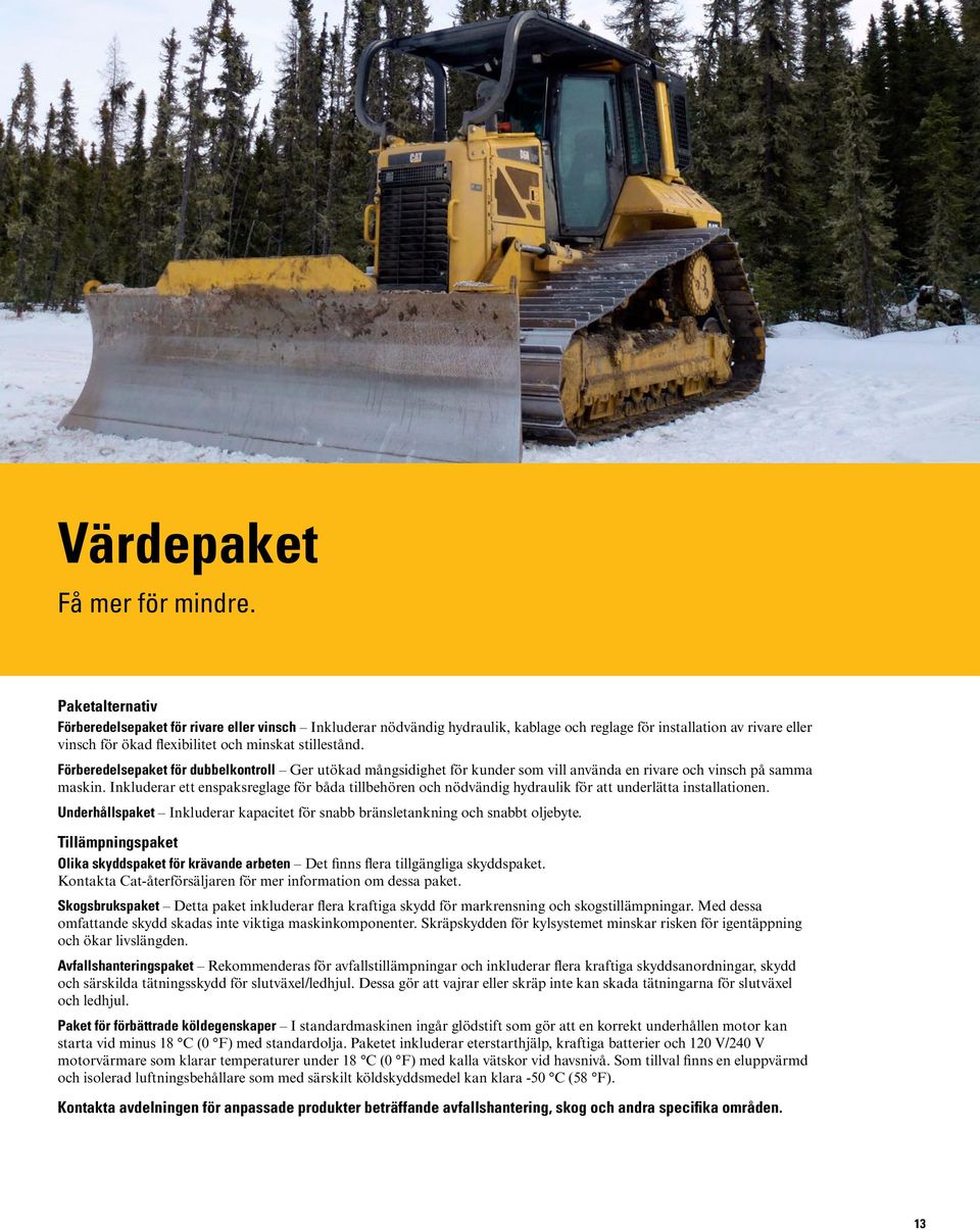 Förberedelsepaket för dubbelkontroll Ger utökad mångsidighet för kunder som vill använda en rivare och vinsch på samma maskin.