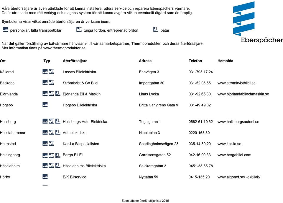 se Högsbo Högsbo Bilelektriska Britta Sahlgrens Gata 9 031-49 49 02 Hallsberg Hallsbergs Auto-Elektriska Tegelgatan 1 0582-61 10 62 www.hallsbergsautoel.