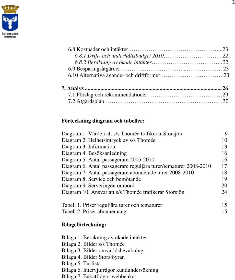 Helhetsintryck av s/s Thomée 10 Diagram 3. Information 13 Diagram 4. Besöksanledning 16 Diagram 5. Antal passagerare 2005-2010 16 Diagram 6.