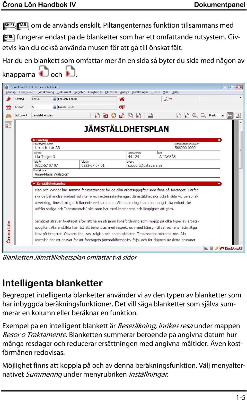 Blanketten Jämställdhetsplan omfattar två sidor Intelligenta blanketter Begreppet intelligenta blanketter använder vi av den typen av blanketter som har inbyggda beräkningsfunktioner.