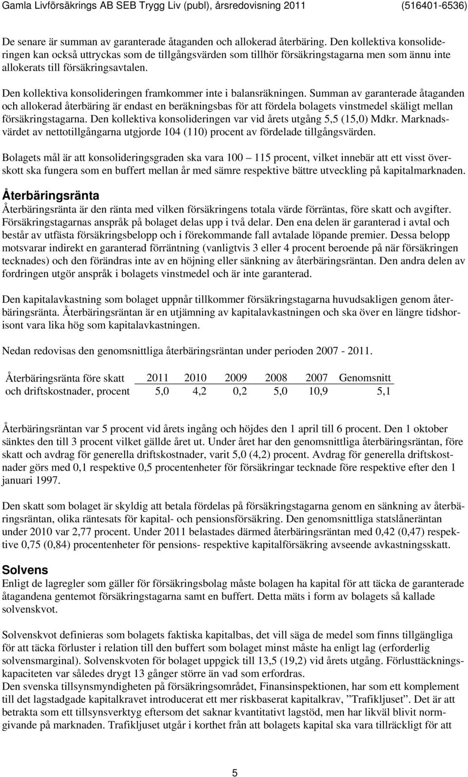 Den kollektiva konsolideringen framkommer inte i balansräkningen.