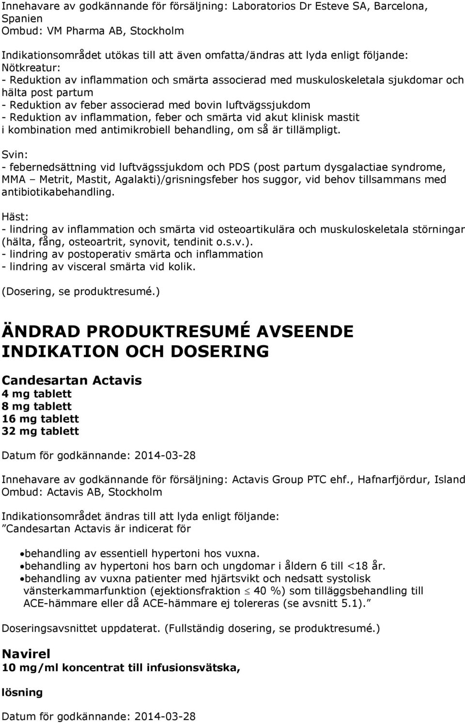 inflammation, feber och smärta vid akut klinisk mastit i kombination med antimikrobiell behandling, om så är tillämpligt.