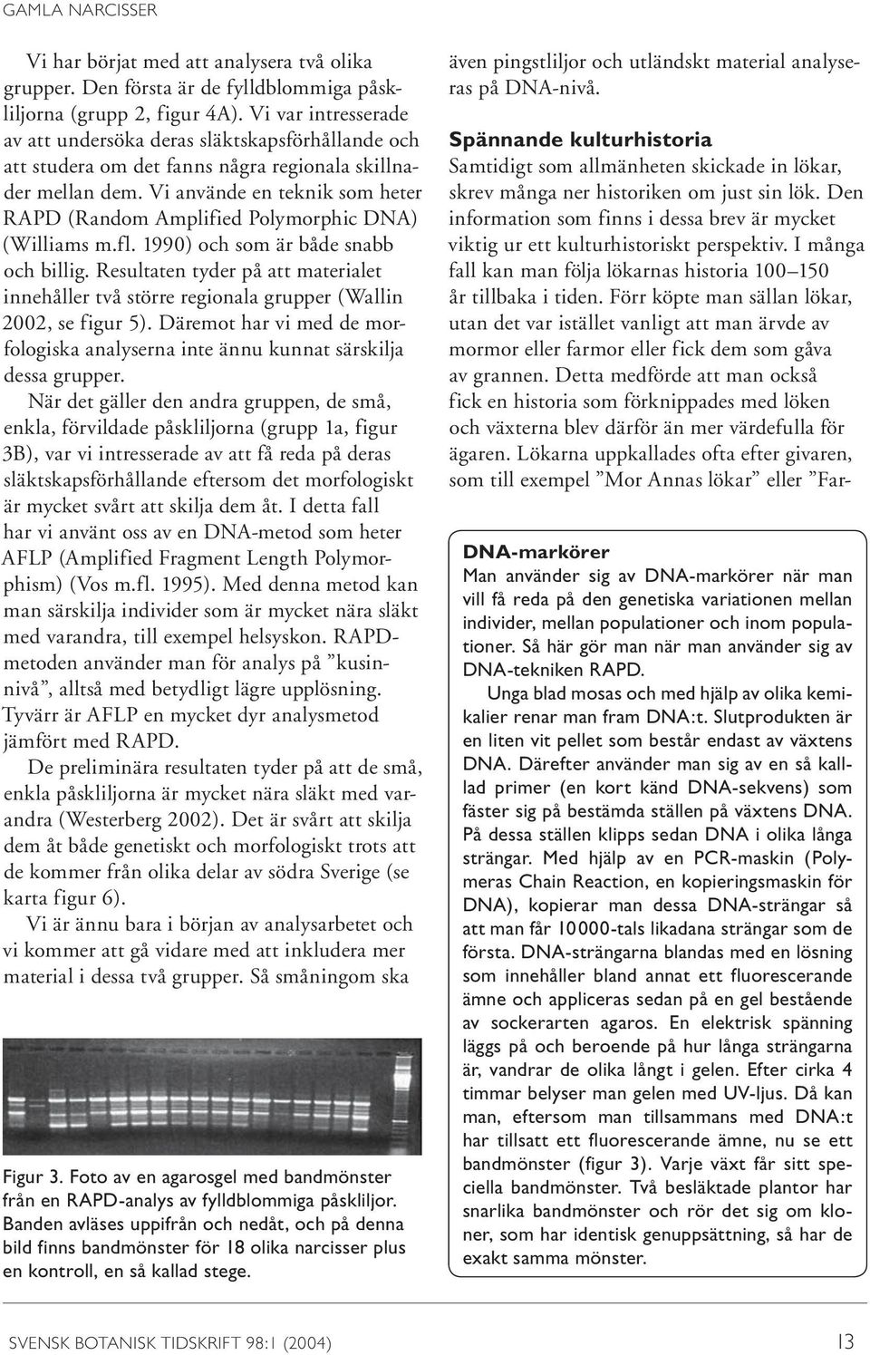 Vi använde en teknik som heter RAPD (Random Amplified Polymorphic DNA) (Williams m.fl. 1990) och som är både snabb och billig.