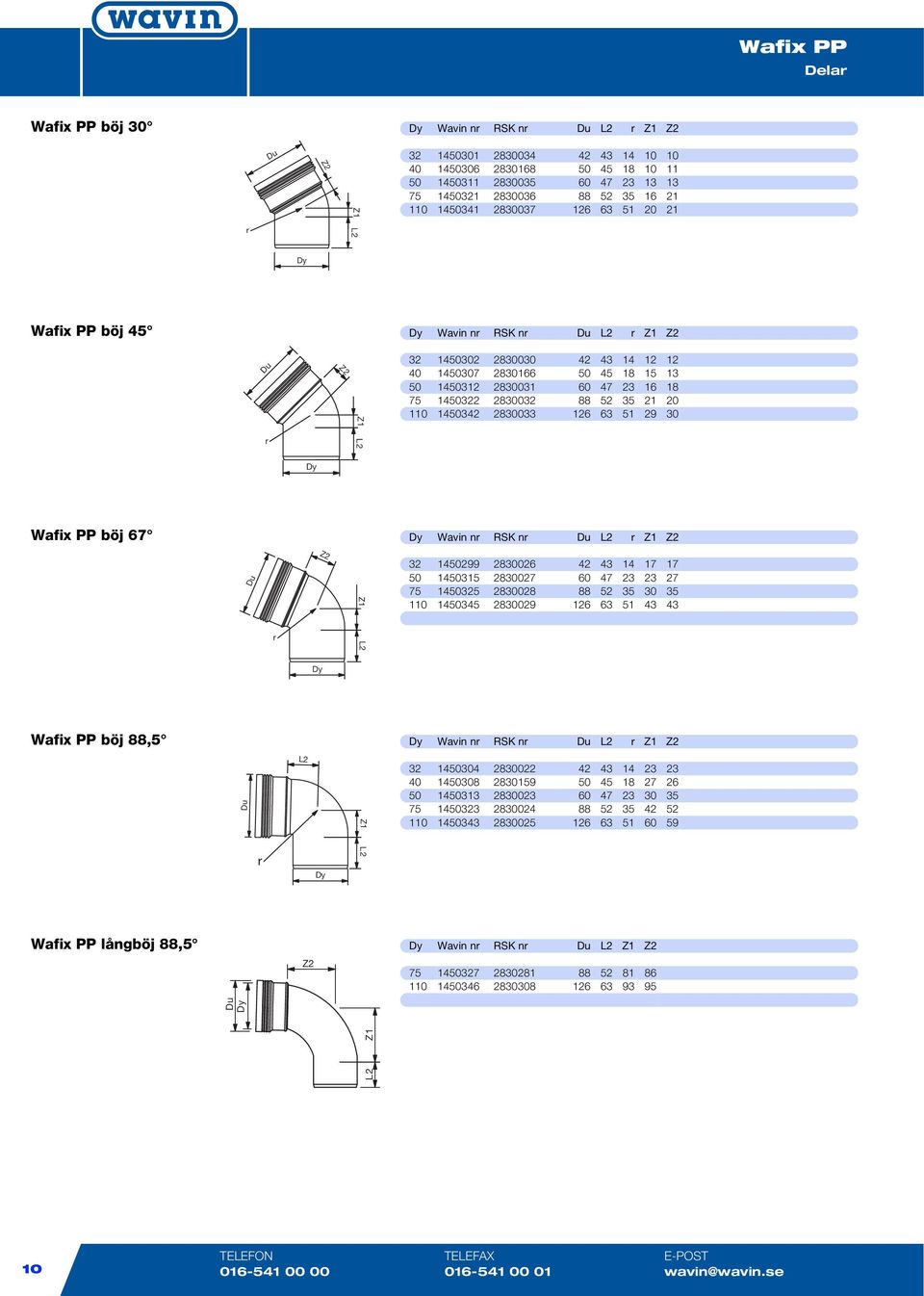 110 1450342 2830033 126 63 51 29 30 r Wafix PP böj 67 Wavin nr RSK nr r Z1 32 1450299 2830026 42 43 14 17 17 50 1450315 2830027 60 47 23 23 27 75 1450325 2830028 88 52 35 30 35 110 1450345 2830029