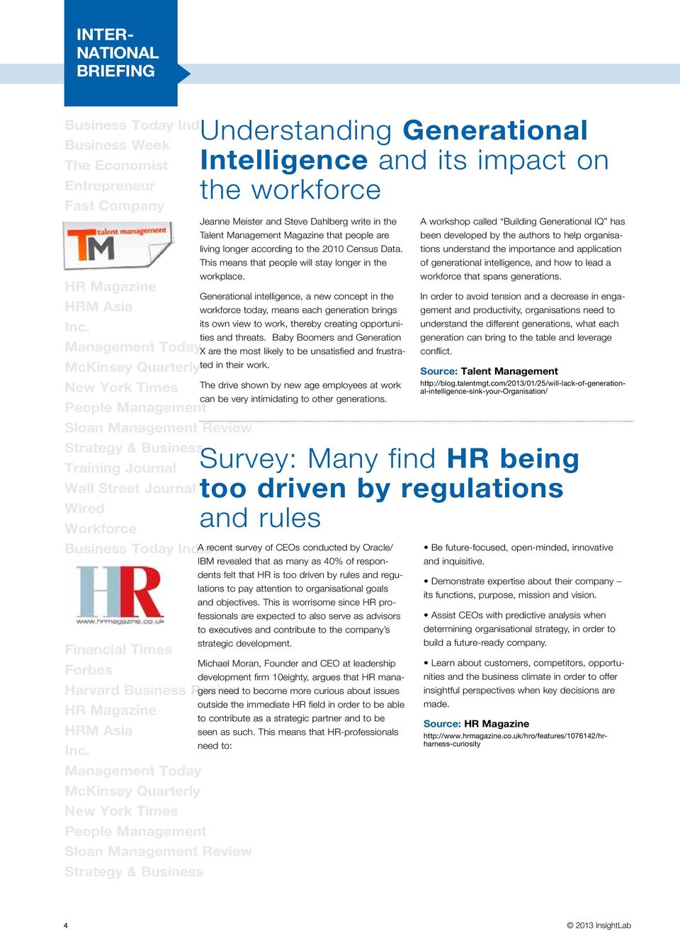 Week The Economist Entrepreneur Fast Company Financial Times Forbes Harvard Business Review HR Magazine HRM Asia need to: Inc.