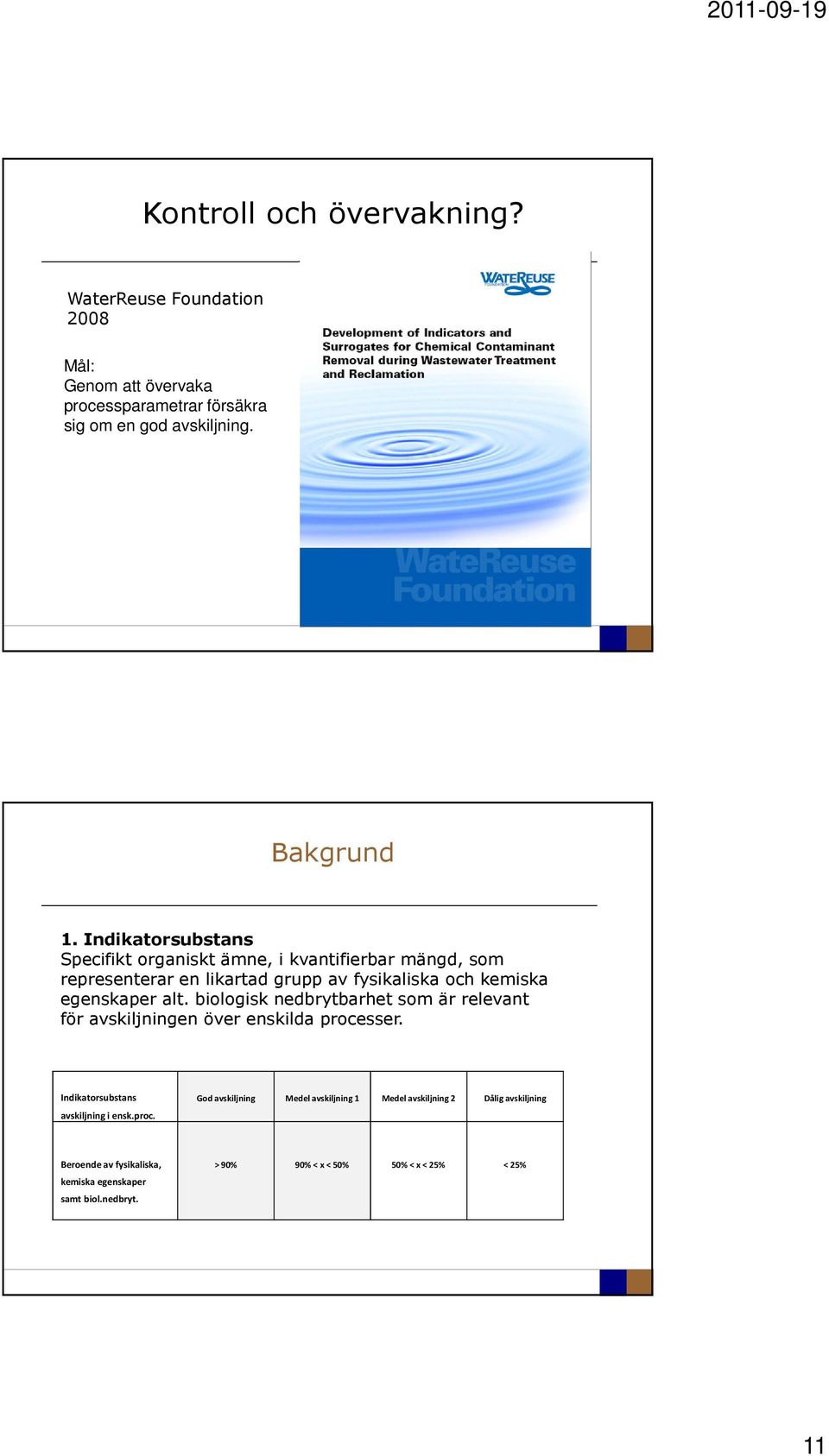 biologisk nedbrytbarhet som är relevant för avskiljningen över enskilda processer.