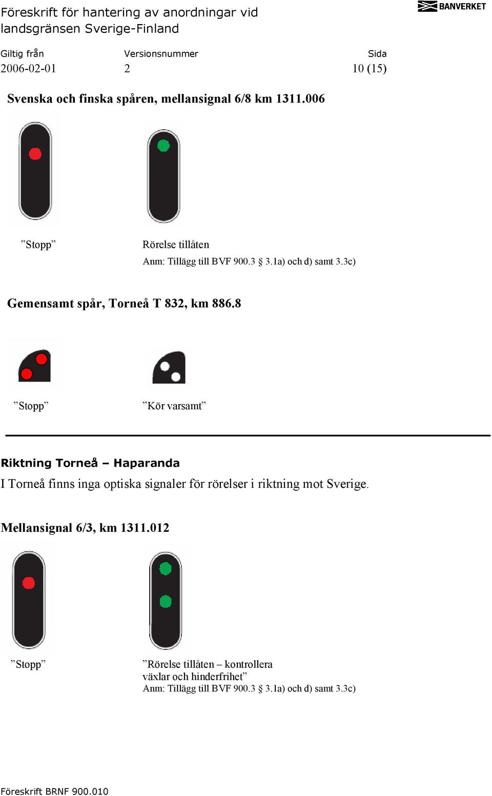 3c) Gemensamt spår, Torneå T 832, km 886.