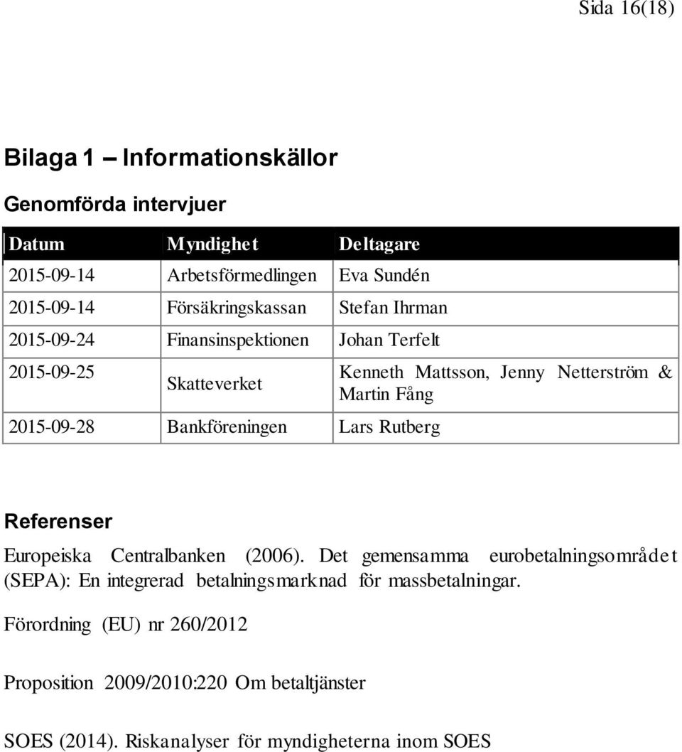 Mattsson, Jenny Netterström & Martin Fång Referenser Europeiska Centralbanken (2006).