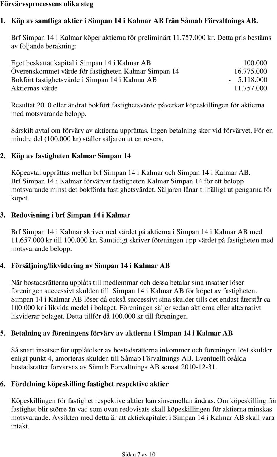 000 Bokfört fastighetsvärde i Simpan 14 i Kalmar AB - 5.118.000 Aktiernas värde 11.757.