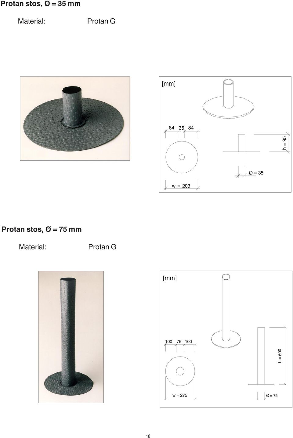 Protan stos, Ø = 75 mm Protan G