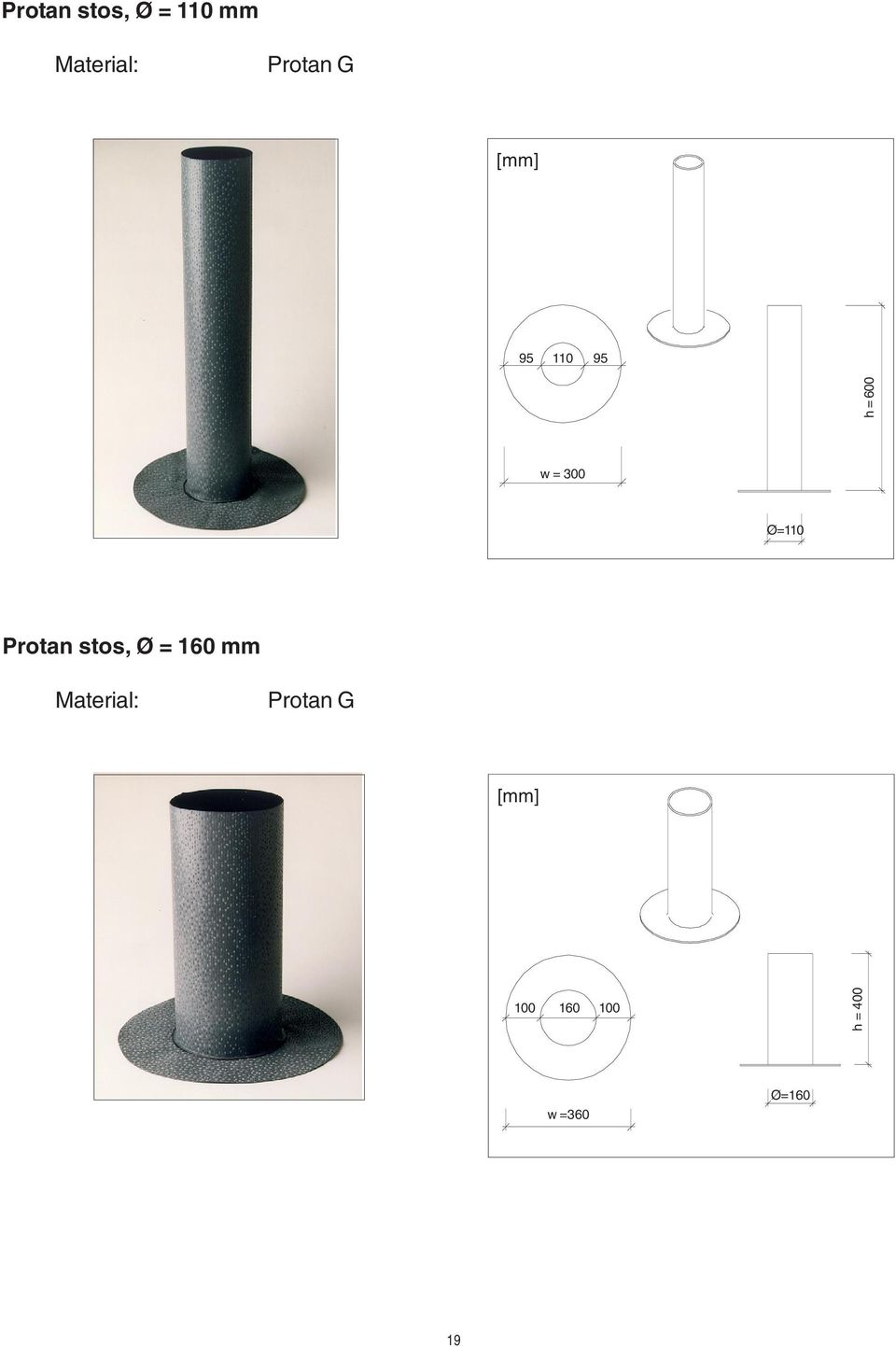 Protan stos, Ø = 160 mm Protan G