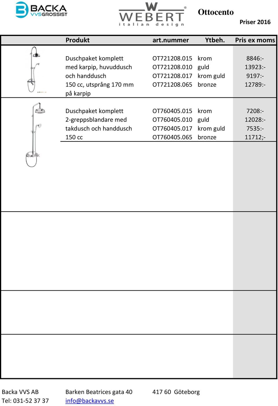 065 bronze 12789:- på karpip Duschpaket komplett OT760405.