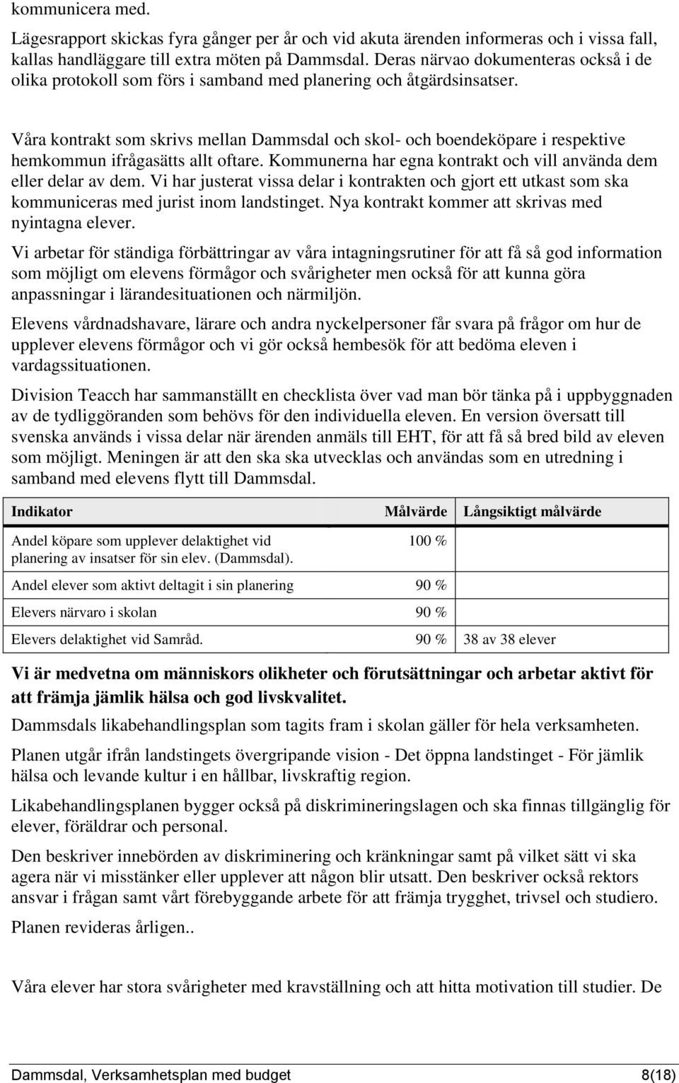 Våra kontrakt som skrivs mellan Dammsdal och skol- och boendeköpare i respektive hemkommun ifrågasätts allt oftare. Kommunerna har egna kontrakt och vill använda dem eller delar av dem.