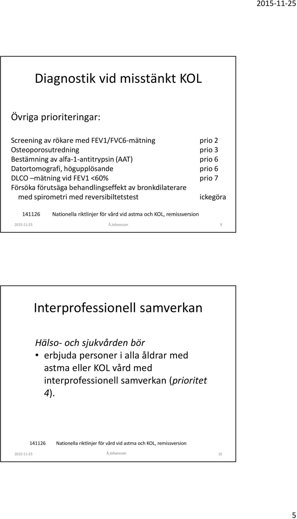 förutsäga behandlingseffekt av bronkdilaterare med spirometri med reversibiltetstest ickegöra 9 Interprofessionell samverkan