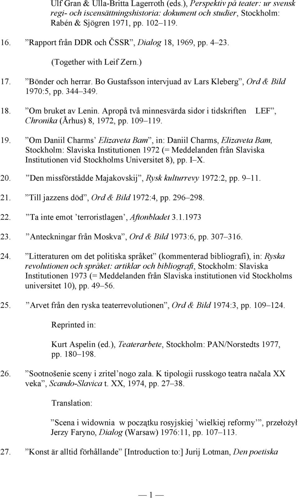 Apropå två minnesvärda sidor i tidskriften LEF, Chronika (Århus) 8, 197