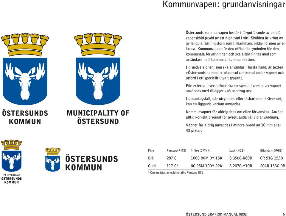 Kommunvapnet är den officiella symbolen för den kommunala förvaltningen och ska alltid finnas med som avsändare i all kommunal kommunikation.