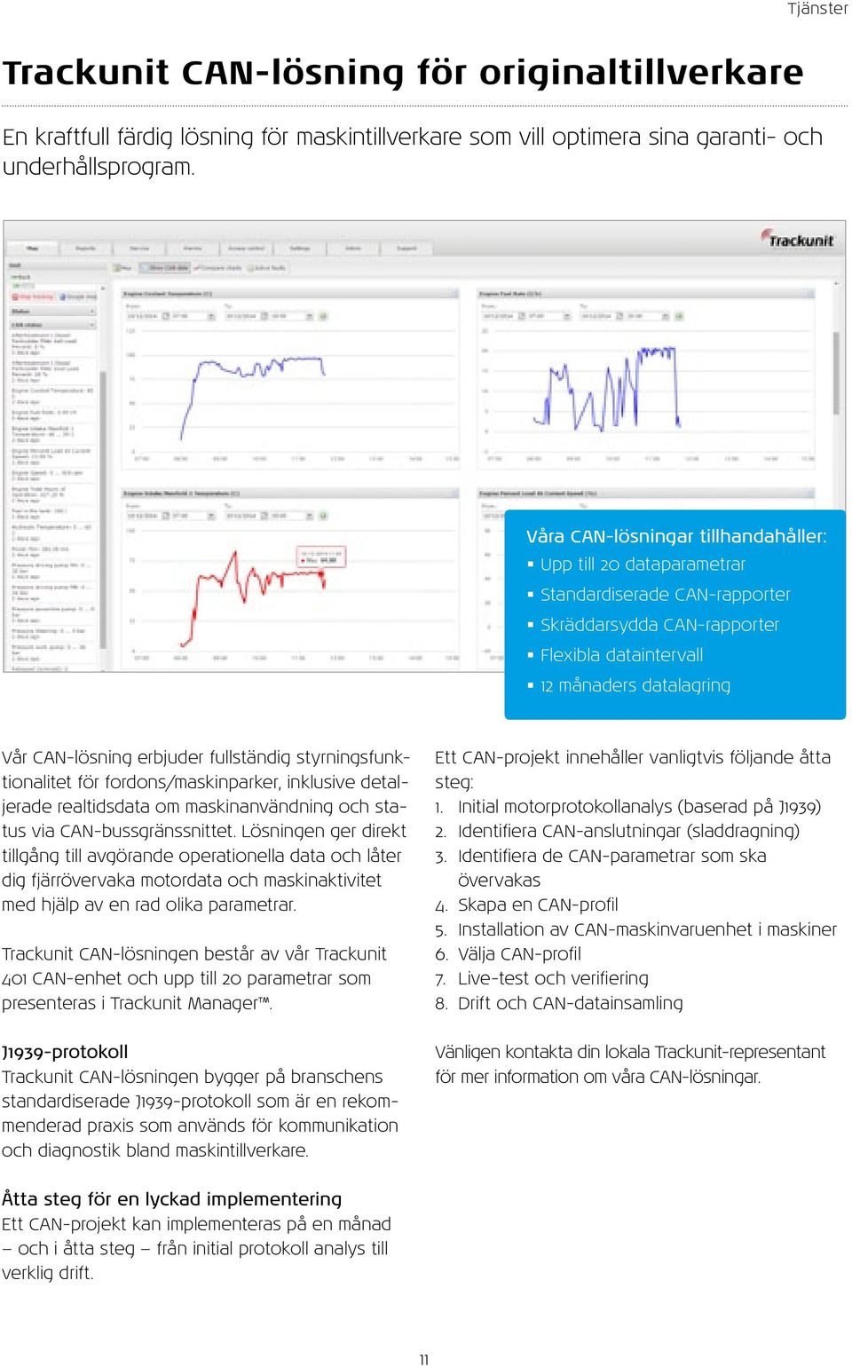 fullständig styrningsfunktionalitet för fordons/maskinparker, inklusive detaljerade realtidsdata om maskinanvändning och status via CAN-bussgränssnittet.