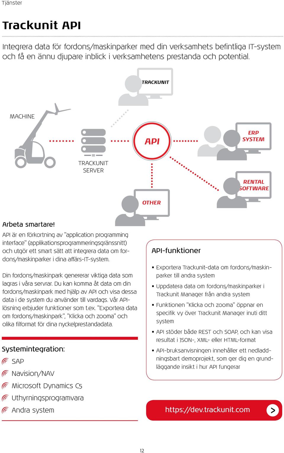 API är en förkortning av "application programming interface" (applikationsprogrammeringsgränssnitt) och utgör ett smart sätt att integrera data om fordons/maskinparker i dina affärs-it-system.