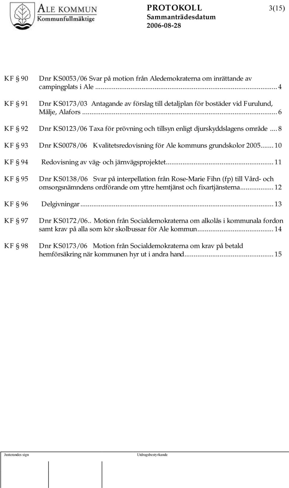 .. 10 KF 94 Redovisning av väg- och järnvägsprojektet.