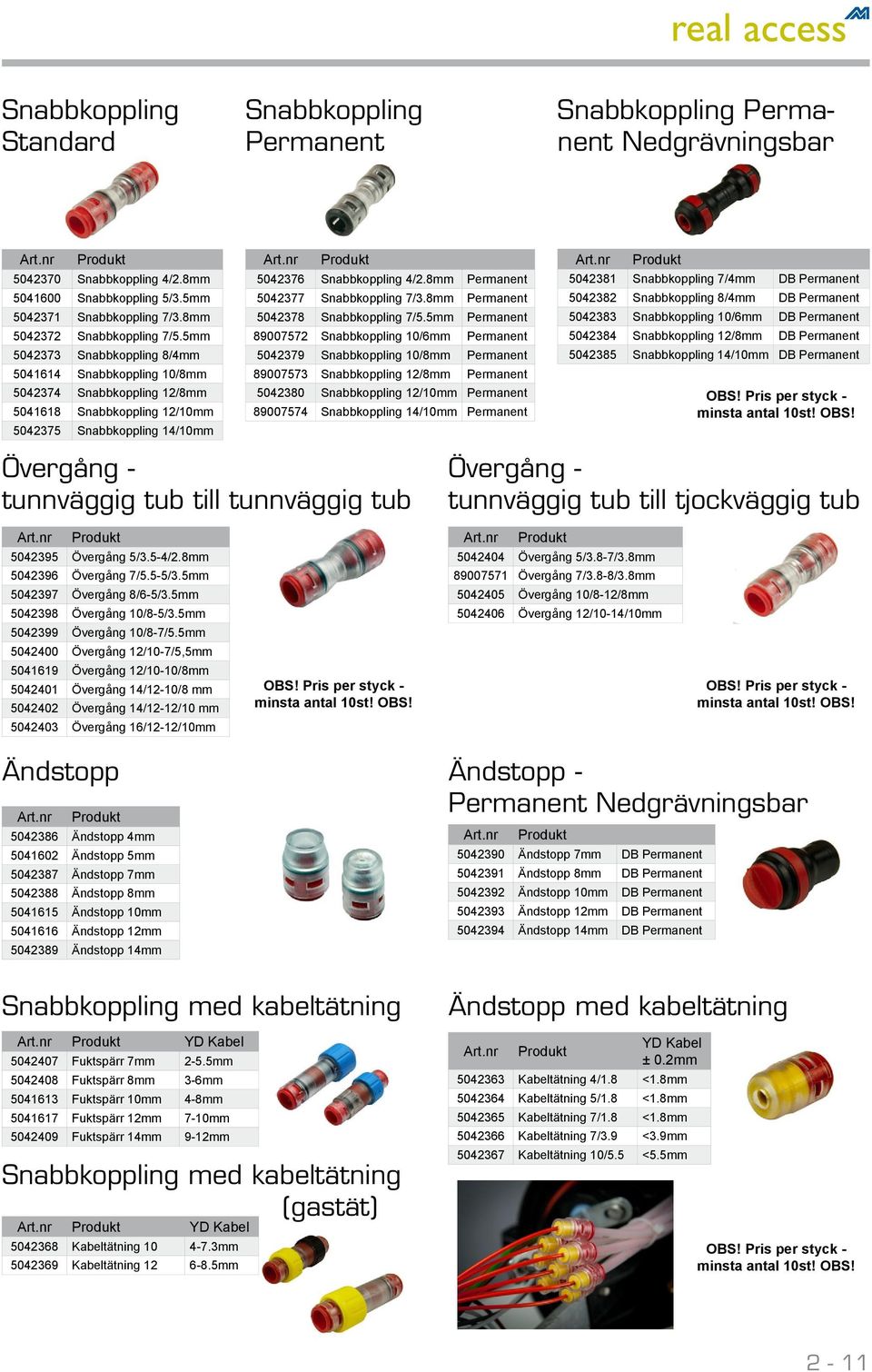 5mm 5042373 Snabbkoppling 8/4mm 5041614 Snabbkoppling 10/8mm 5042374 Snabbkoppling 12/8mm 5041618 Snabbkoppling 12/10mm 5042375 Snabbkoppling 14/10mm 5042376 Snabbkoppling 4/2.