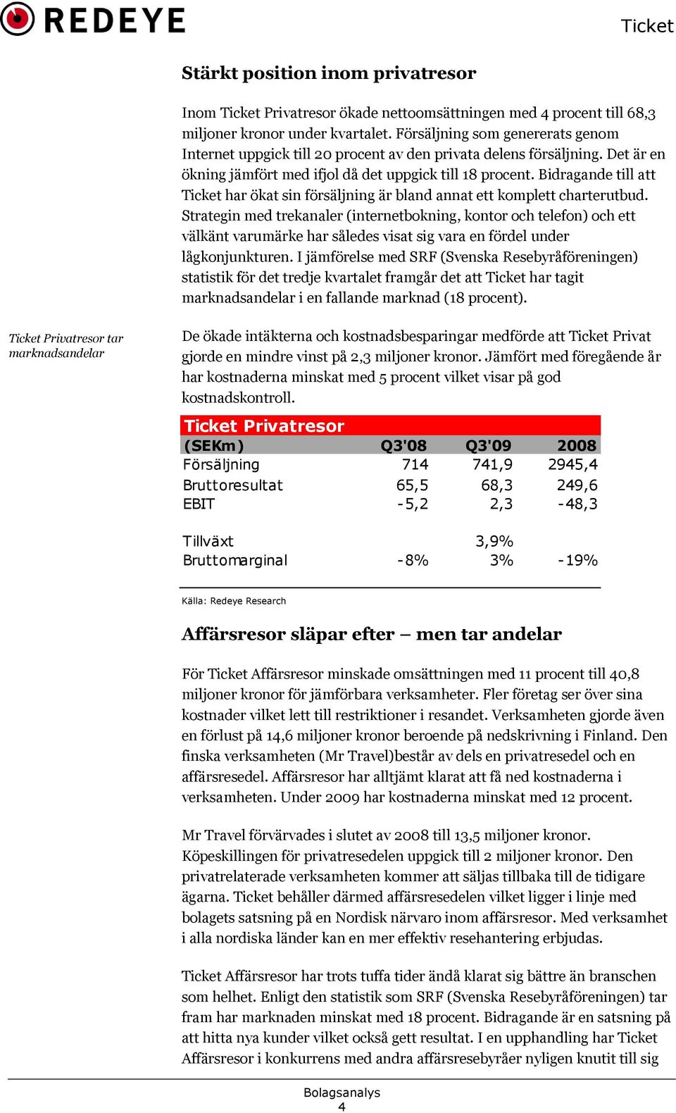 Bidragande till att Ticket har ökat sin försäljning är bland annat ett komplett charterutbud.