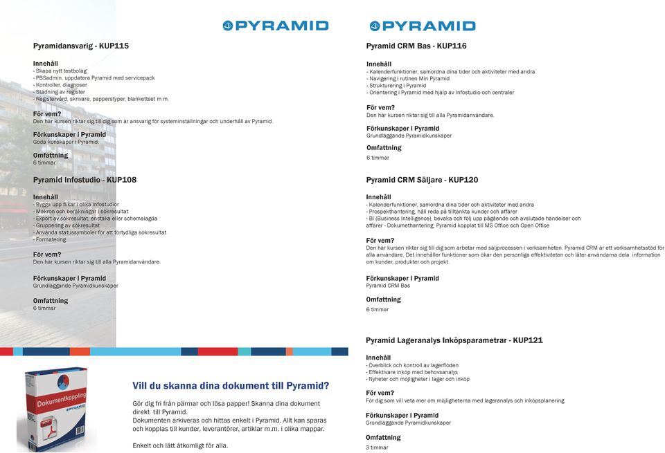 Pyramid Infostudio - KUP108 - Bygga upp flikar i olika infostudior - Makron och beräkningar i sökresultat - Export av sökresultat, enstaka eller schemalagda - Gruppering av sökresultat - Använda