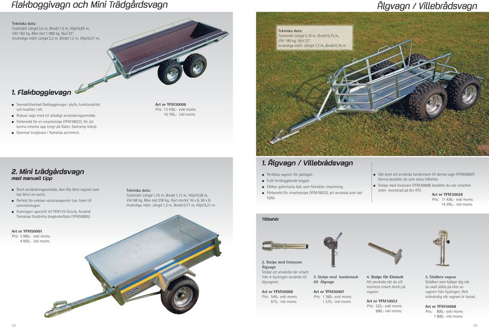 l Robust vagn med ett allsidigt användningsområde. l Förberedd för el-vinschstolpe (YFM10022), för att kunna vinscha upp tyngt på flaket. (lastramp krävs). l Gammal trotjänare i Yamahas sortiment.