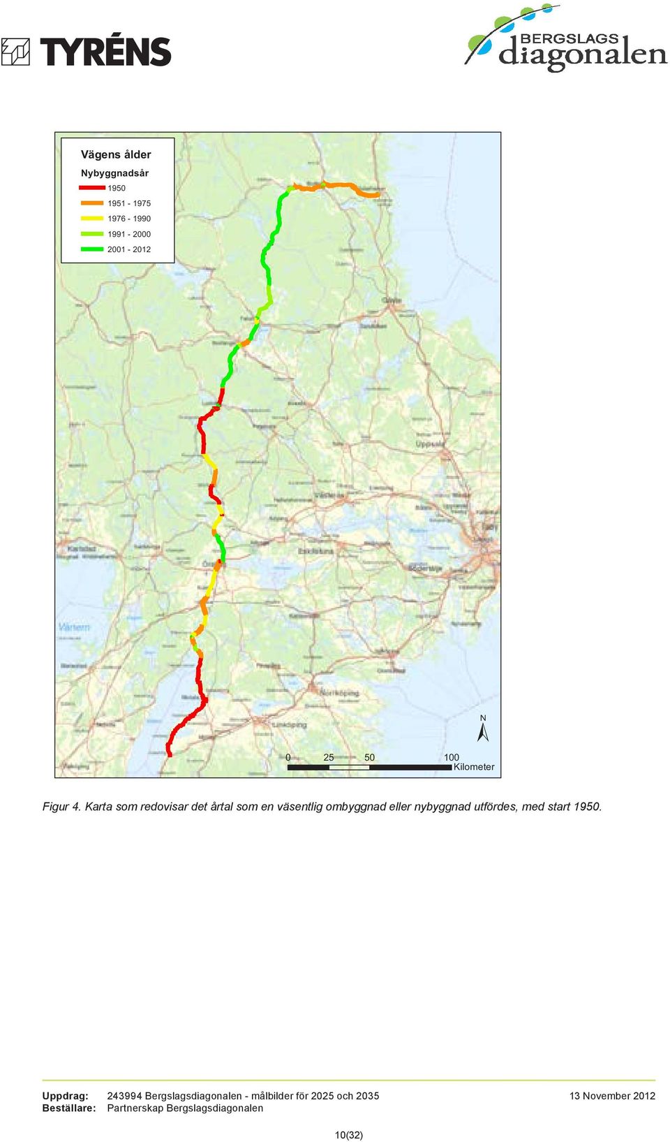 Karta som redovisar det årtal som en väsentlig