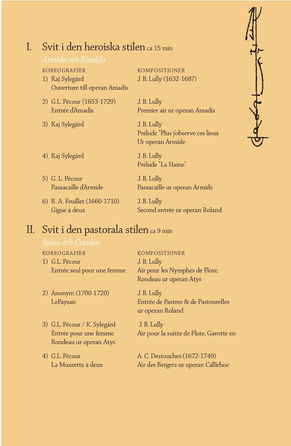 B. Lully Gigue à deux Second entrée ur operan Roland II. Svit i den pastorala stilen ca 9 min Be