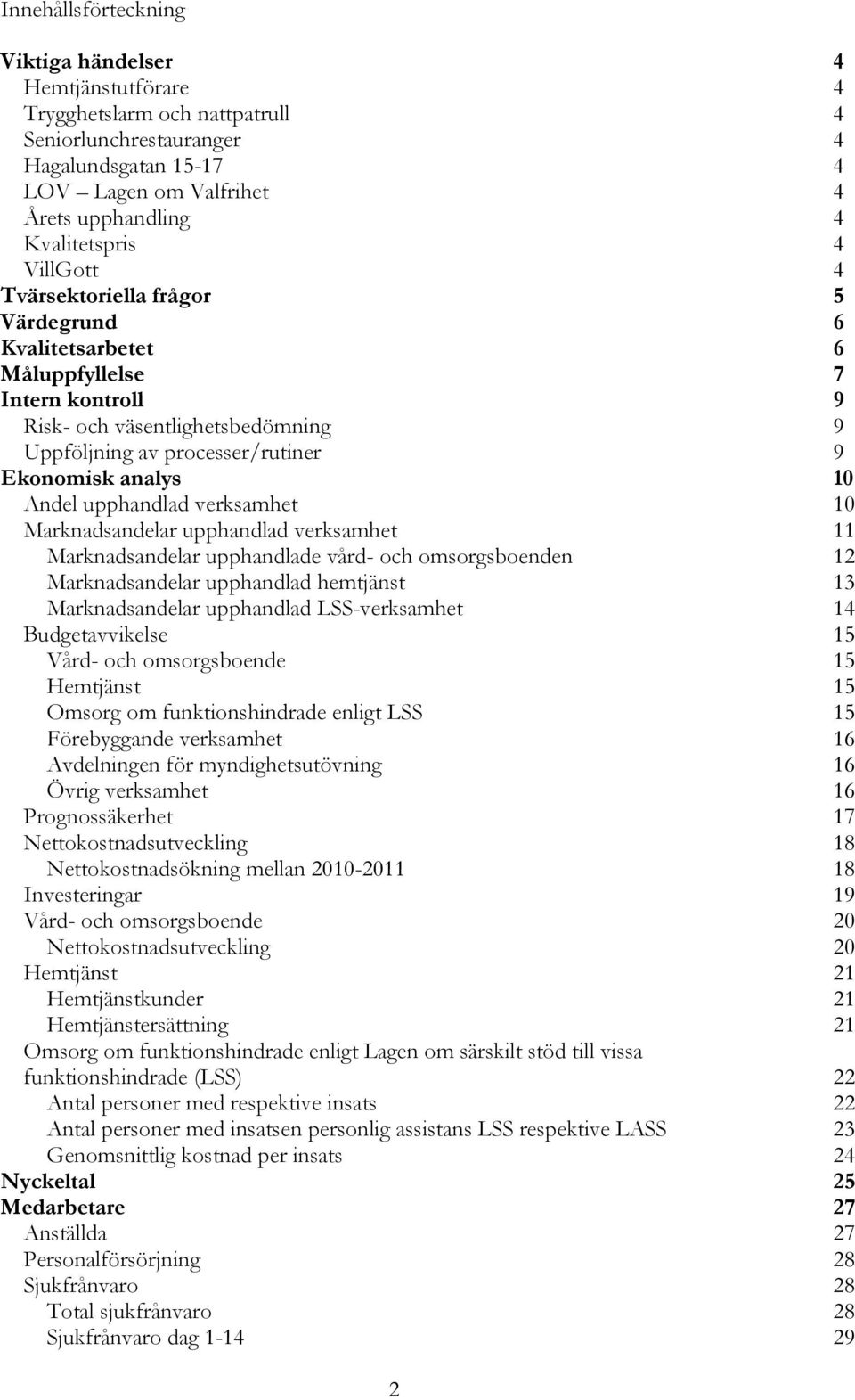 Marknadsandelar upphandlad verksamhet Marknadsandelar upphandlade vård- och omsorgsboenden Marknadsandelar upphandlad hemtjänst Marknadsandelar upphandlad LSS-verksamhet Budgetavvikelse Vård- och