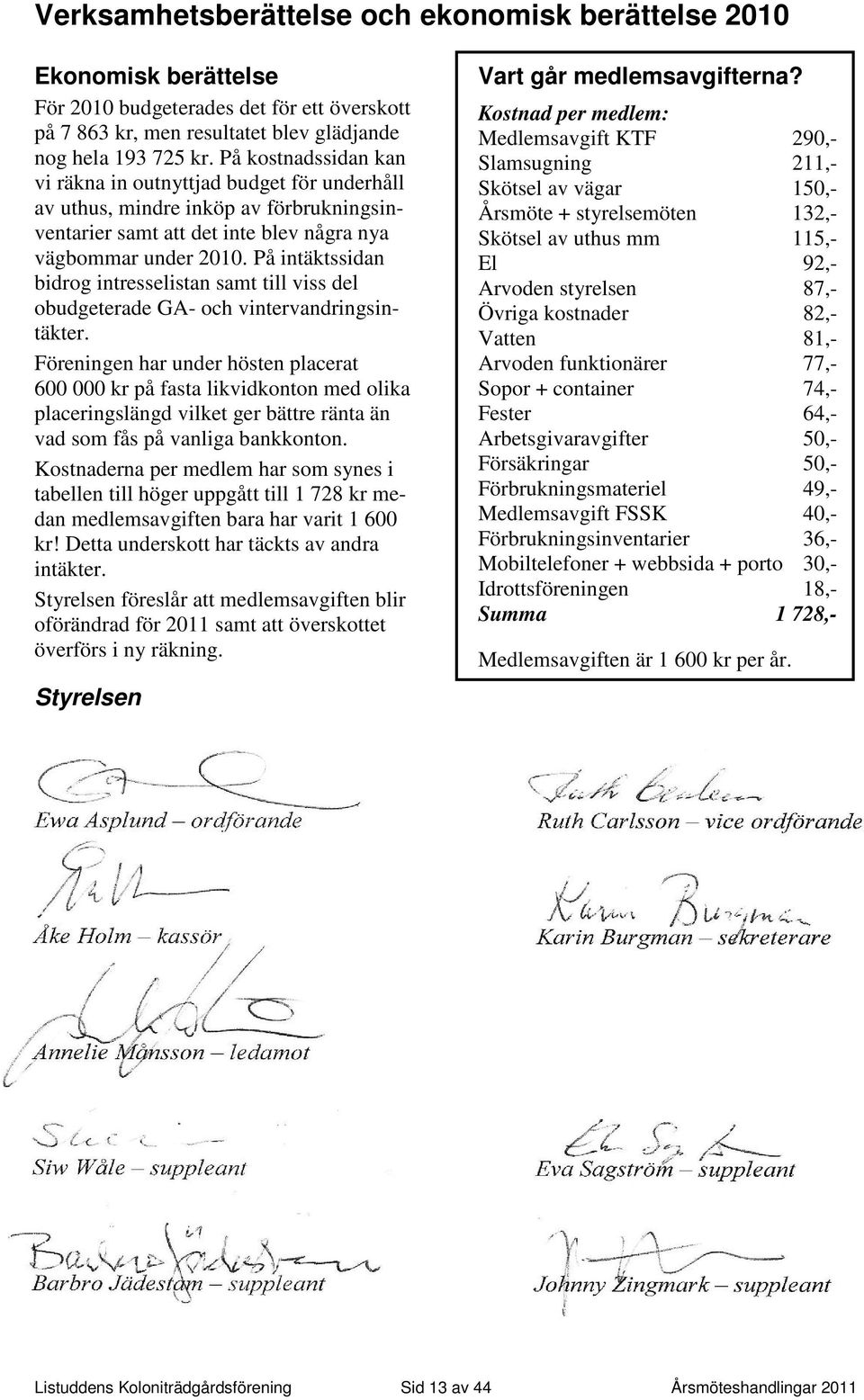 På intäktssidan bidrog intresselistan samt till viss del obudgeterade GA- och vintervandringsintäkter.