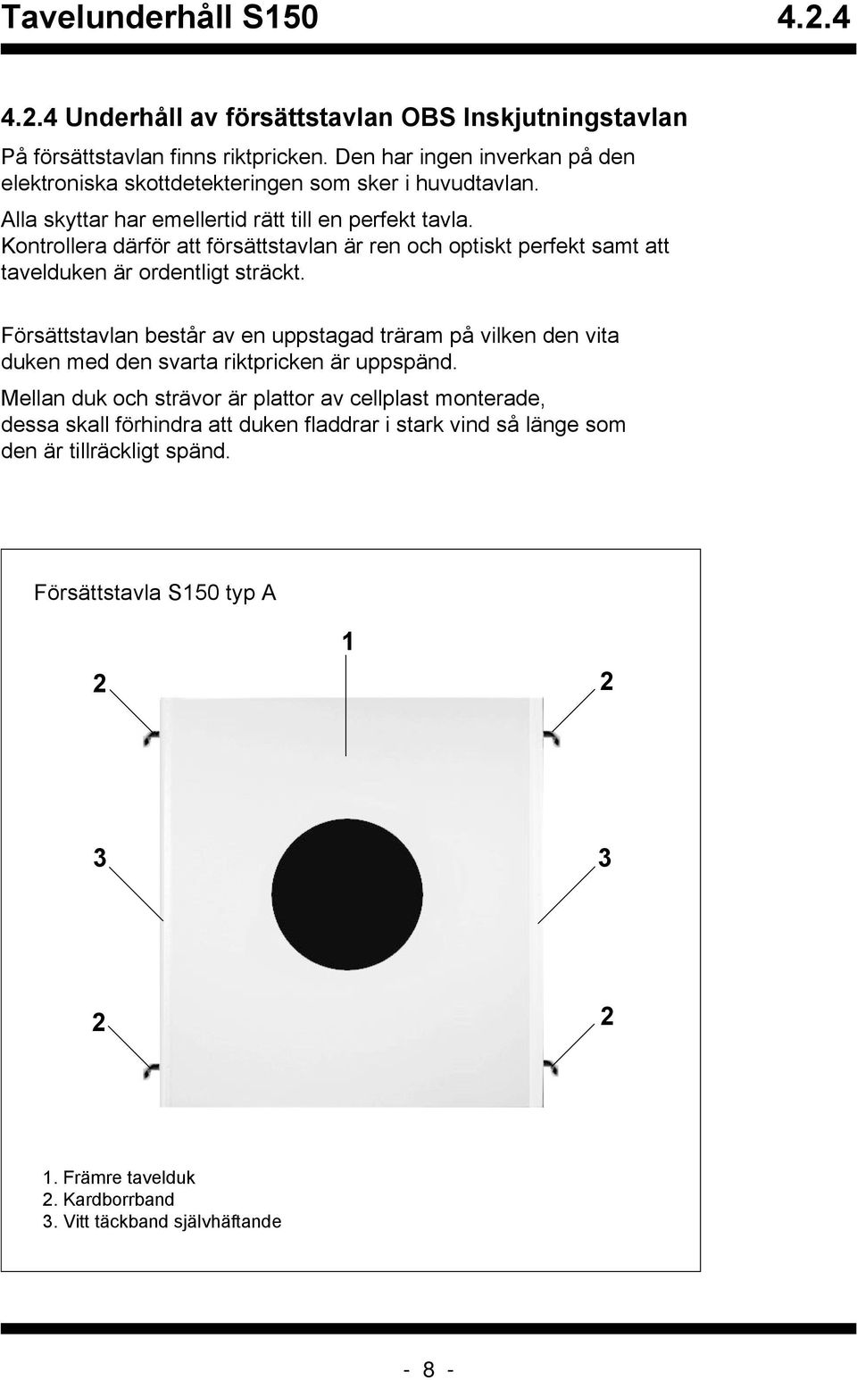 Kontrollera därför att försättstavlan är ren och optiskt perfekt samt att tavelduken är ordentligt sträckt.