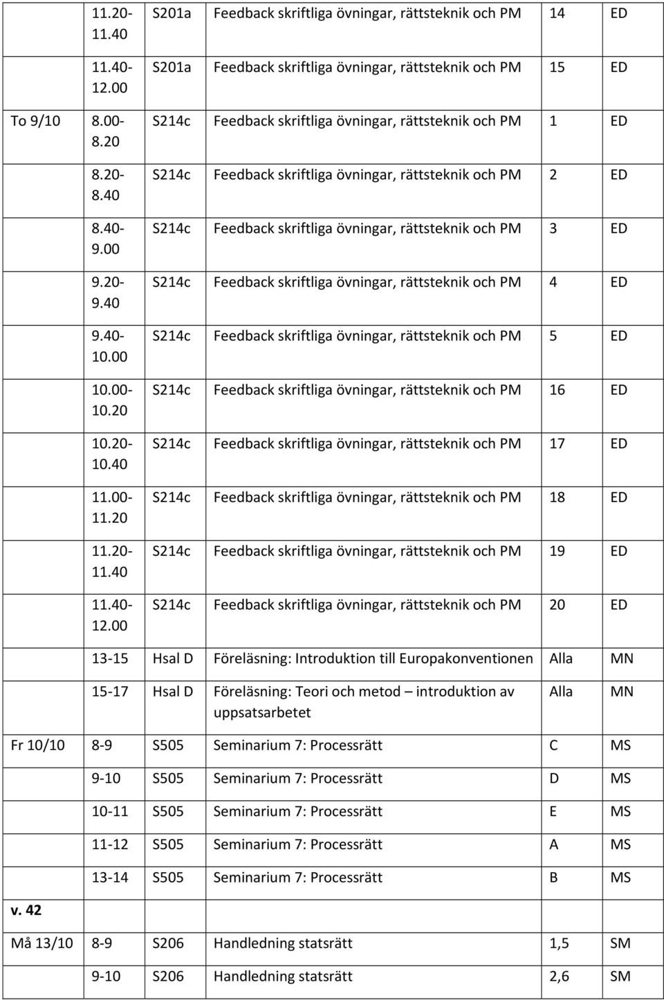 20 00 S201a Feedback skriftliga övningar, rättsteknik och PM 14 ED S201a Feedback skriftliga övningar, rättsteknik och PM 15 ED S214c Feedback skriftliga övningar, rättsteknik och PM 1 ED S214c