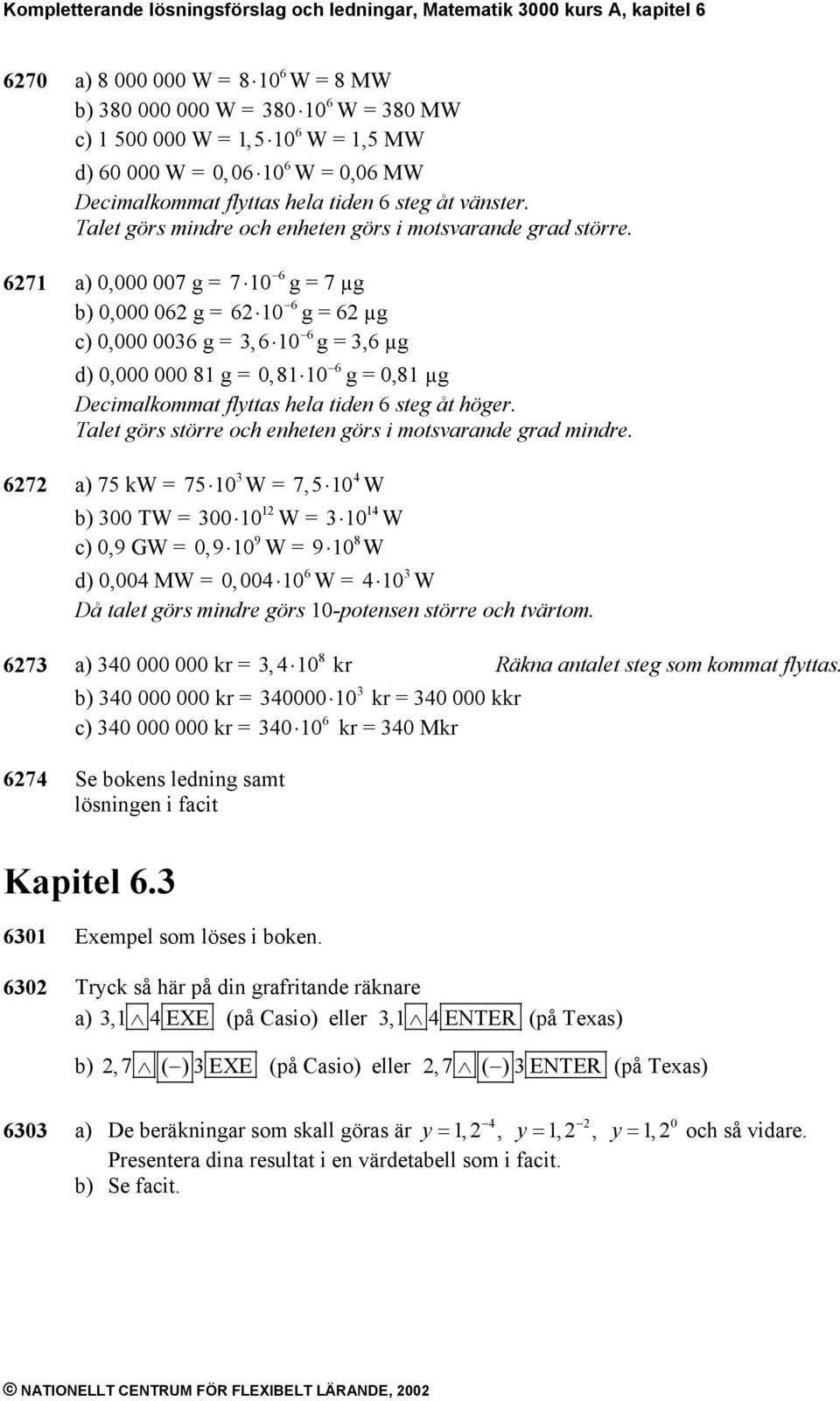 71 a) 0,000 007 g = 710 g = 7 µg 0,000 0 g = 10 g = µg c) 0,000 00 g =, 10 g =, µg d) 0,000 000 81 g = 0,81 10 g = 0,81 µg Decimalkommat flyttas hela tiden steg åt höger.