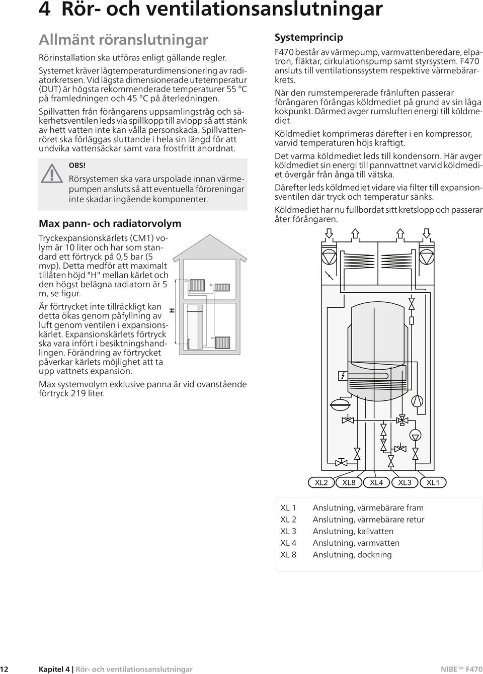 Spillvatten från förångarens uppsamlingstråg och säkerhetsventilen leds via spillkopp till avlopp så att stänk av hett vatten inte kan vålla personskada.