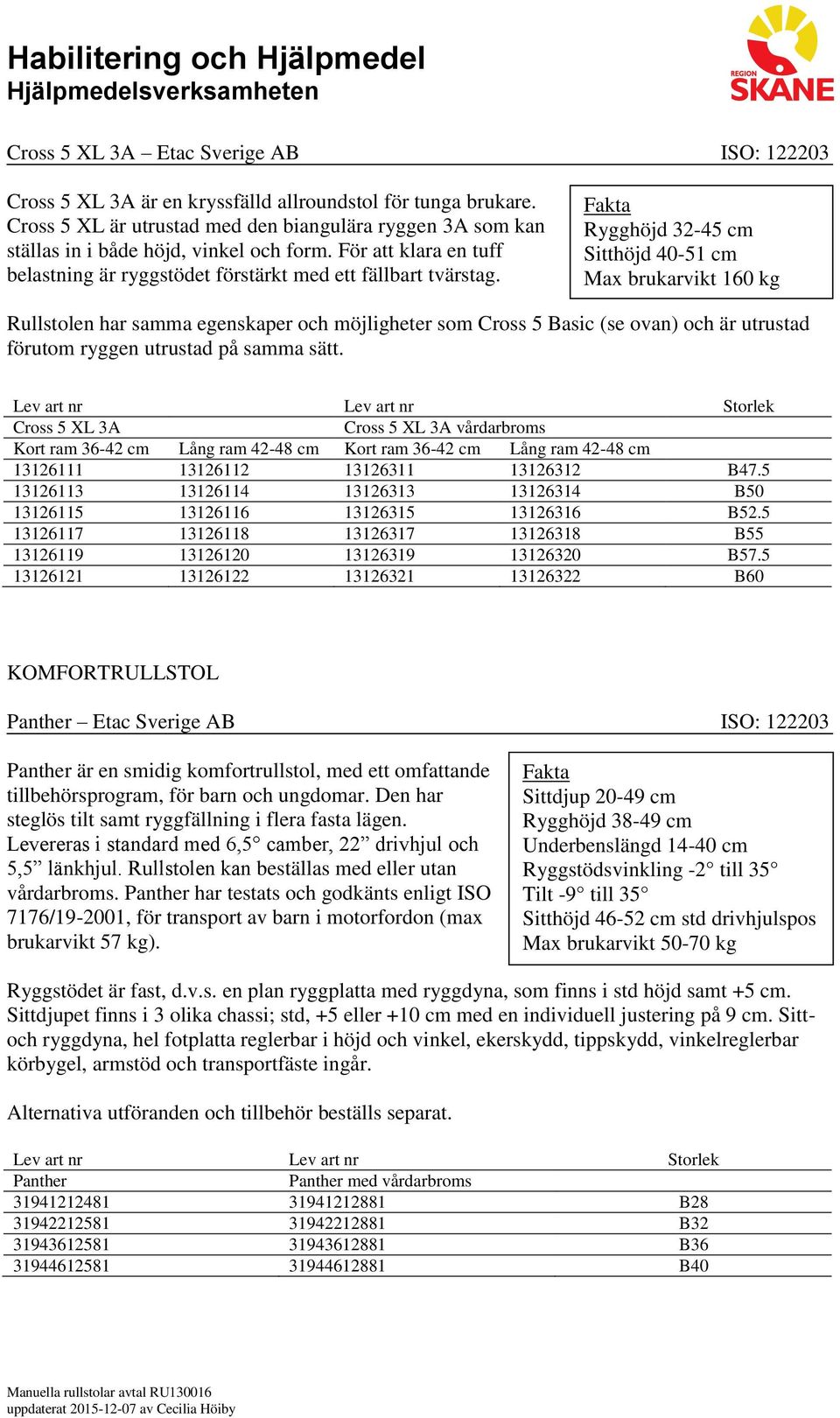 Rygghöjd 32-45 cm Sitthöjd 40-51 cm Max brukarvikt 160 kg Rullstolen har samma egenskaper och möjligheter som Cross 5 Basic (se ovan) och är utrustad förutom ryggen utrustad på samma sätt.