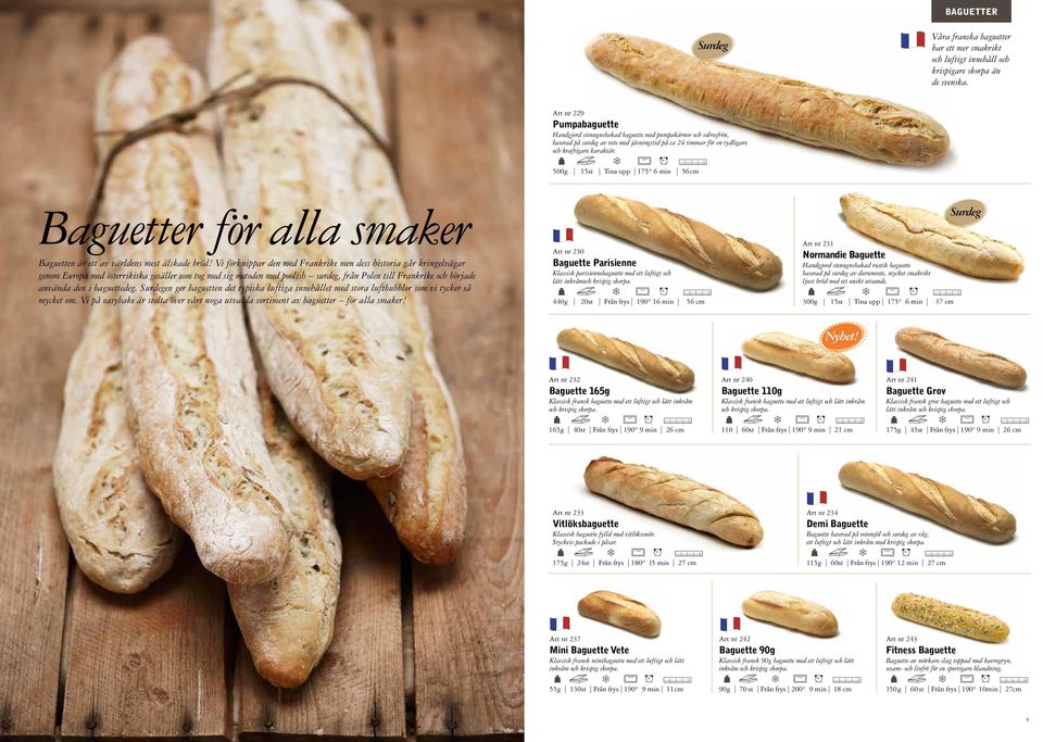 500g 15st Tina upp 175 6 min 56cm Baguetter för alla smaker Baguetten är ett av världens mest älskade bröd!